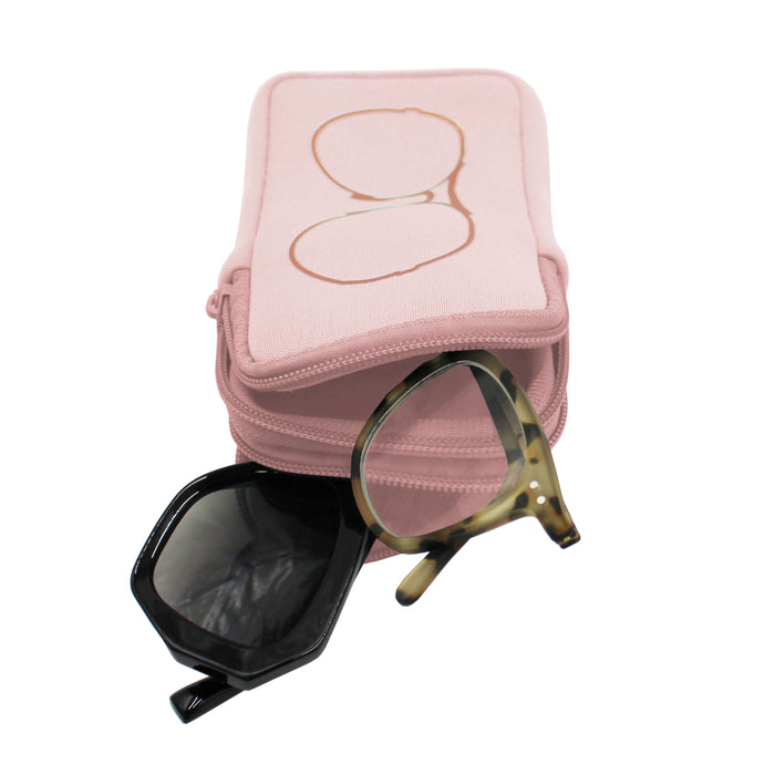 DOUBLE EYEGLASS CASE - BLUSH/ROSE GOLD