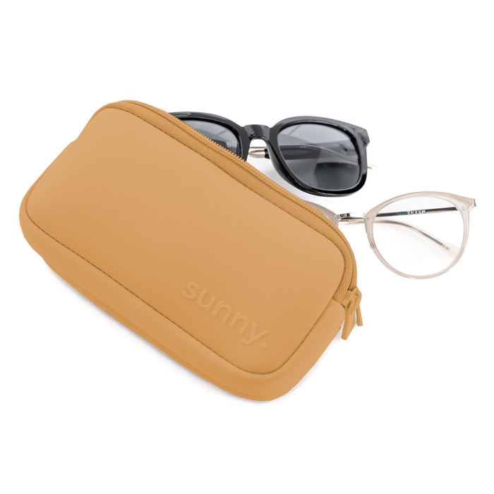 THE DOUBLE EYEGLASS CASE -CARAMEL