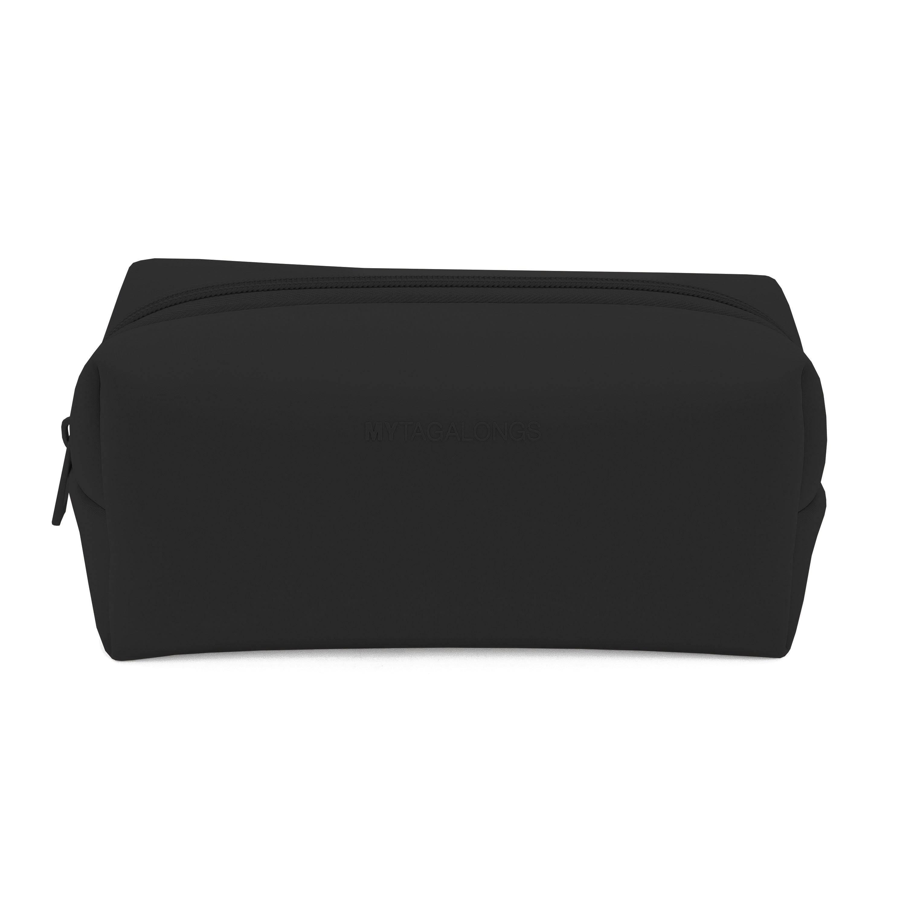 black loaf cosmetic bag with clear brush pouch
