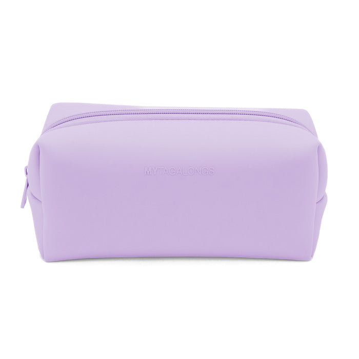 purple lilac loaf cosmetic bag with clear brush pouch