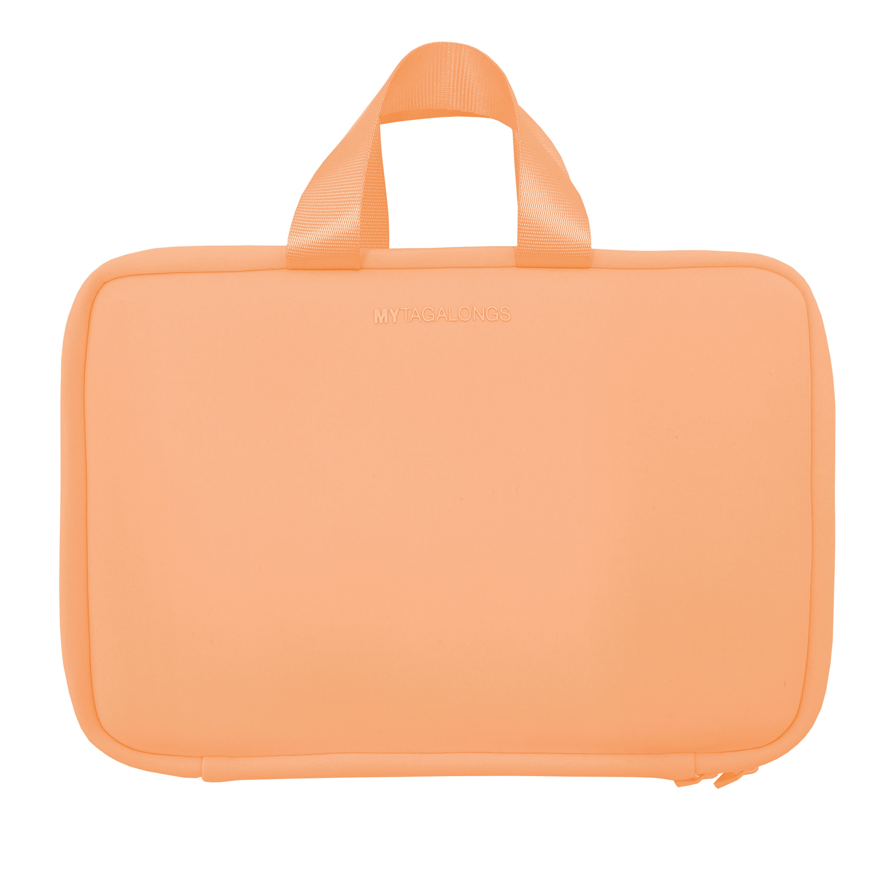 orange hanging travel toiletry case