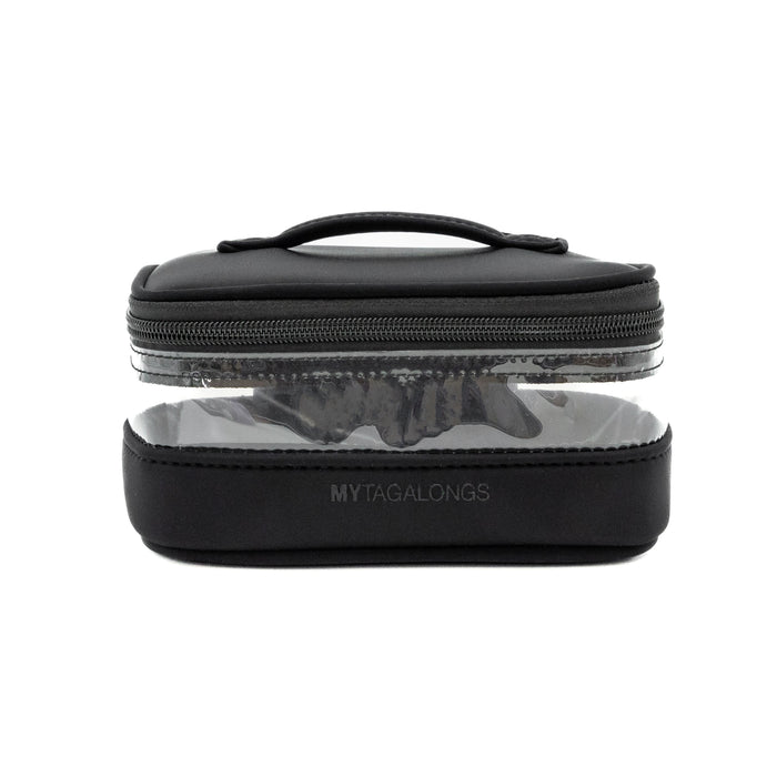 black mini clear cosmetic train case