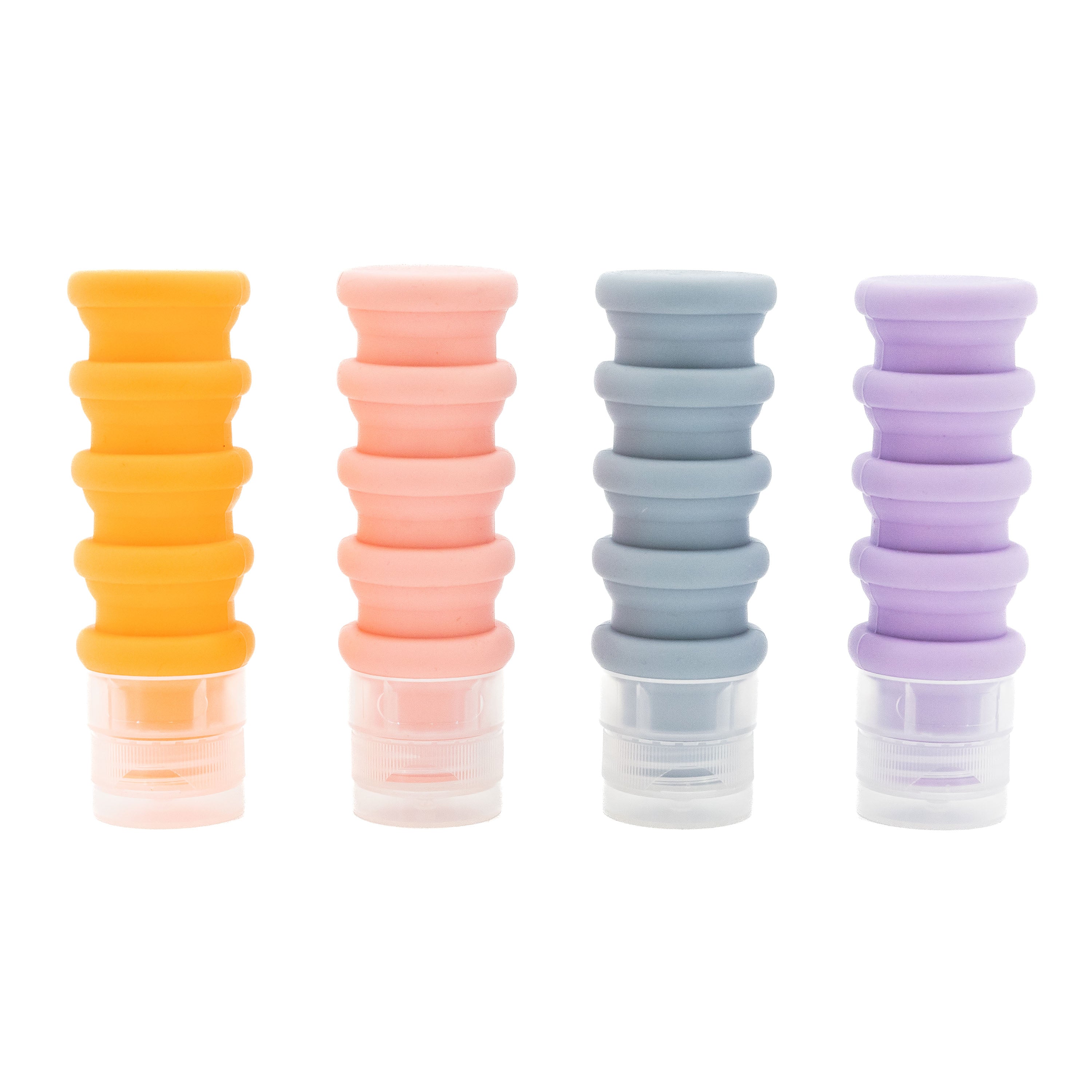 SET OF 4 SILICONE EXPANDABLE COLLAPSIBLE TRAVEL BOTTLE
