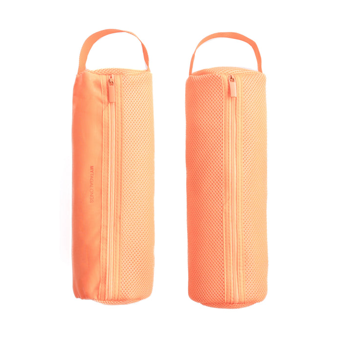 Orange Cylinder packing bag with mesh side