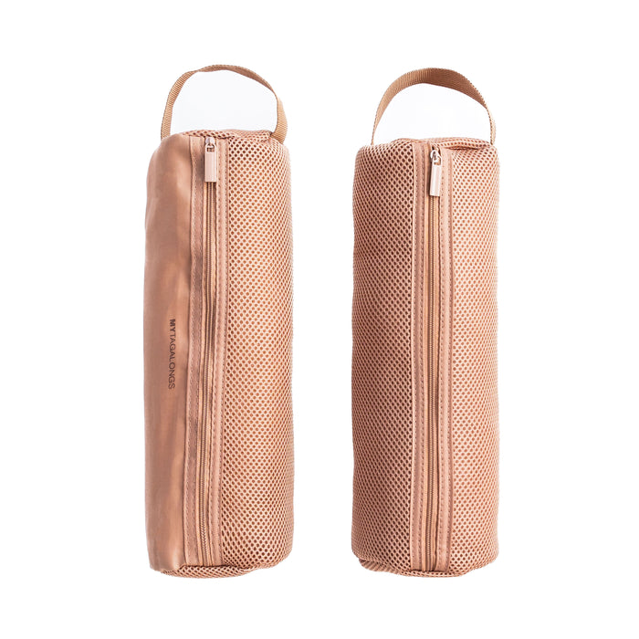 caramel Cylinder packing bag with mesh side