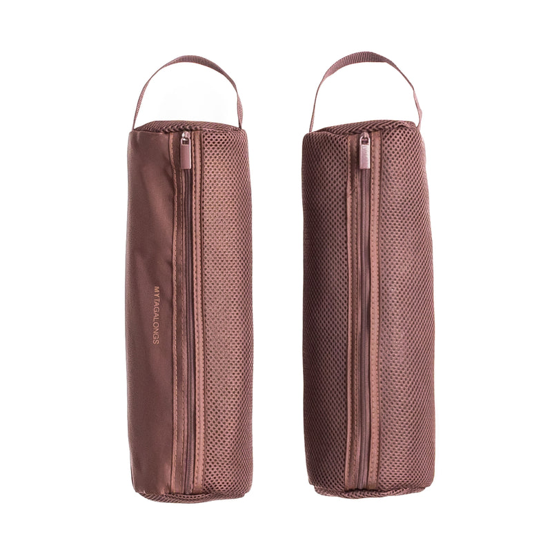 brown Cylinder packing bag with mesh side