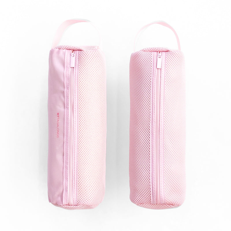 pink Cylinder packing bag with mesh side