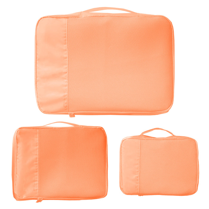 SET OF 3 orange PACKINGS CUBES with mesh covers