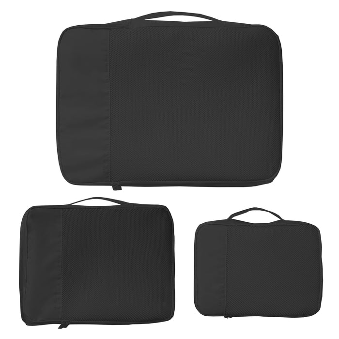 SET OF 3 BLACK PACKINGS CUBES with mesh covers