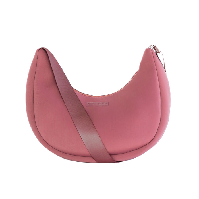 Pink crescent handbag made of neoprene