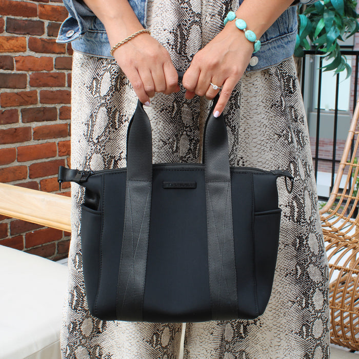 THE MINI COMMUTER NEOPRENE TOTE BAG -  ONYX