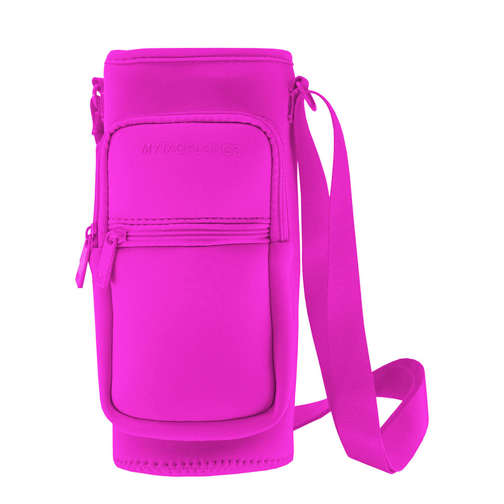 Berry neoprene water bottle holder and cross body bag