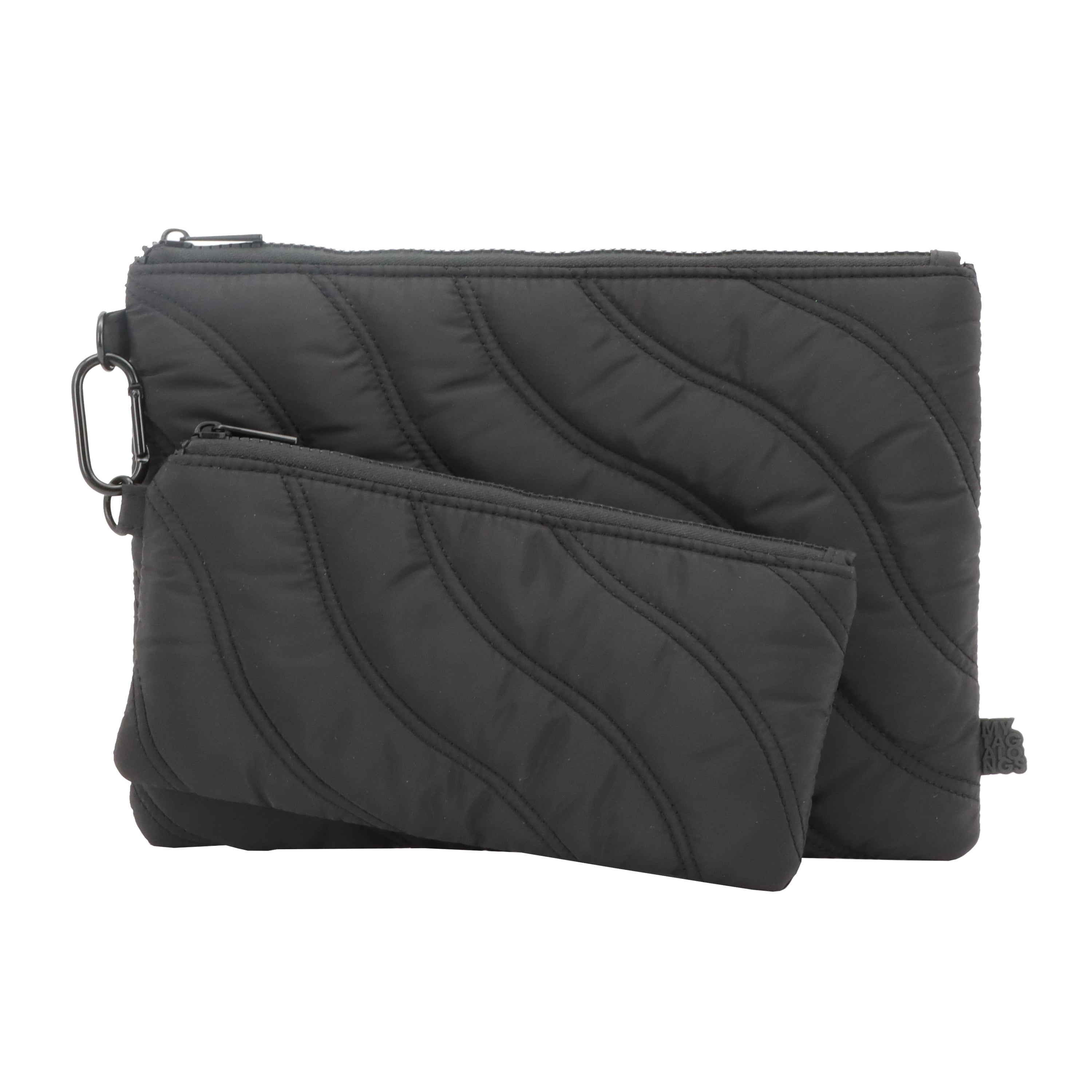 SET OF 2 FLAT POUCHES WITH CARABINER