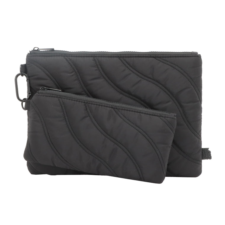 SET OF 2 FLAT POUCHES WITH CARABINER