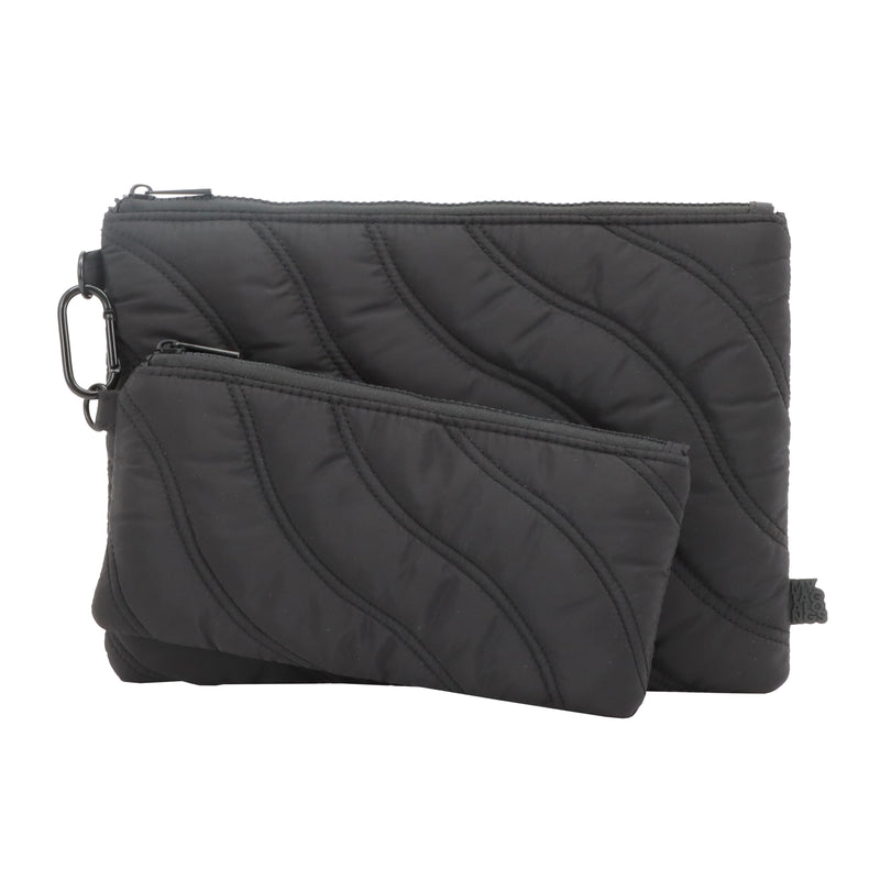 SET OF 2 FLAT POUCHES WITH CARABINER