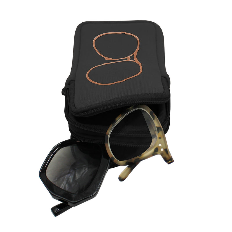 DOUBLE EYEGLASS CASE - BLACK/ROSE GOLD