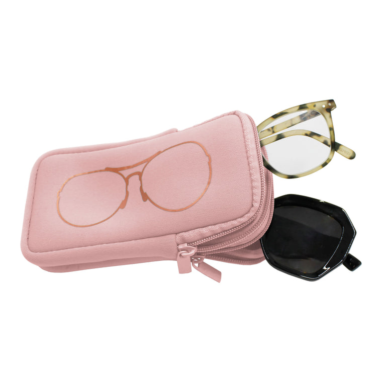 DOUBLE EYEGLASS CASE - BLUSH/ROSE GOLD