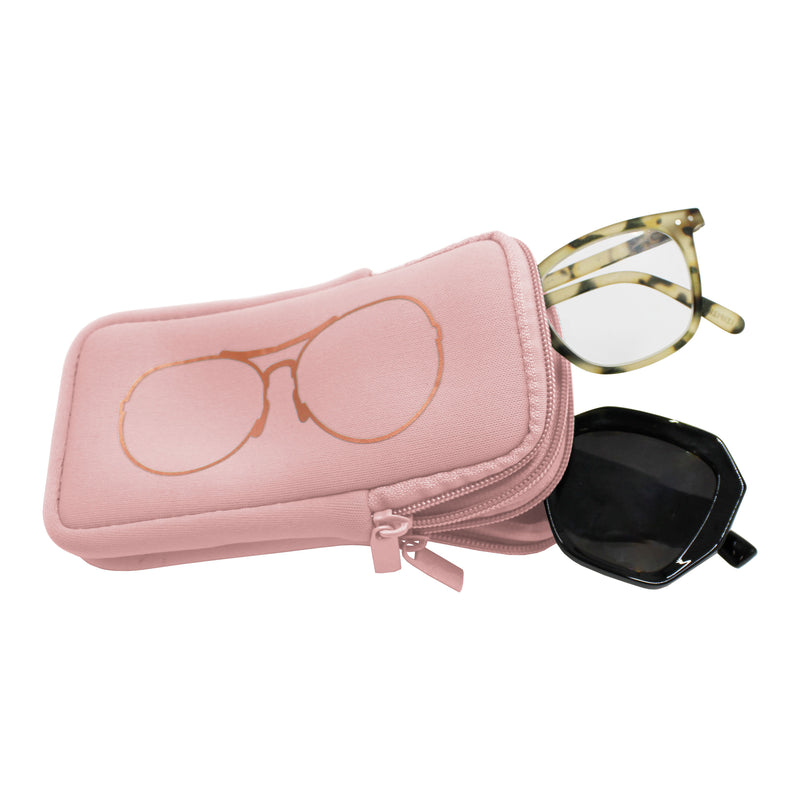 DOUBLE EYEGLASS CASE - BLUSH/ROSE GOLD
