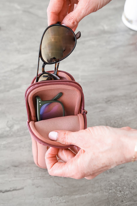 DOUBLE EYEGLASS CASE - BLUSH/ROSE GOLD