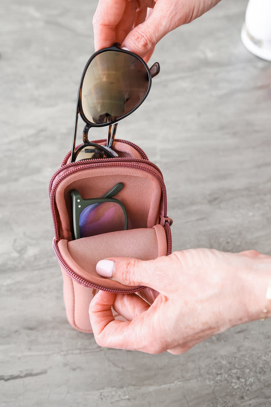 DOUBLE EYEGLASS CASE - BLUSH/ROSE GOLD