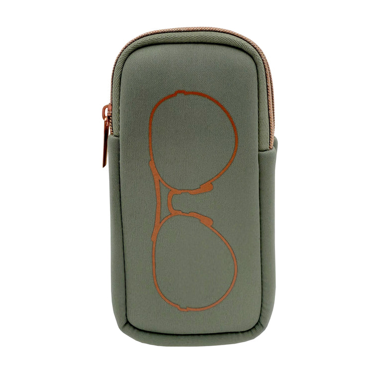 DOUBLE EYEGLASS CASE - SAGE/ROSE GOLD