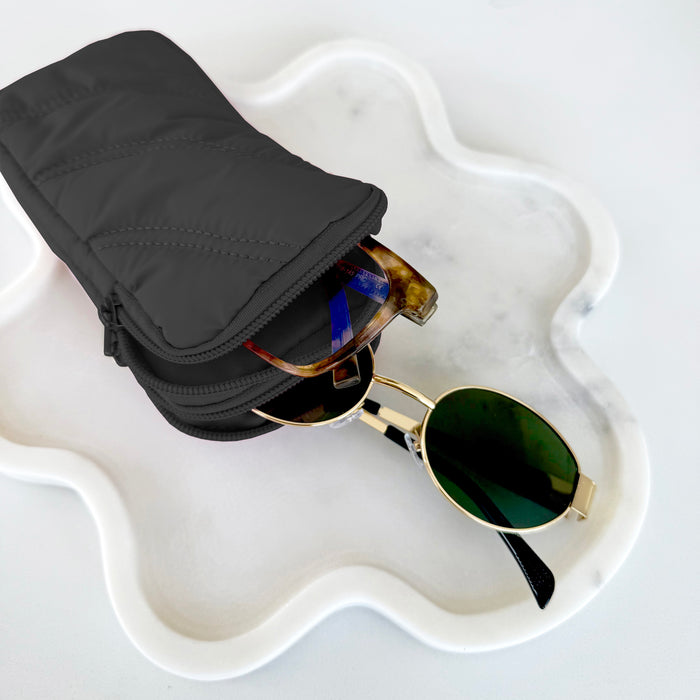 PUFFER DOUBLE EYE GLASS CASE WITH CARABINER