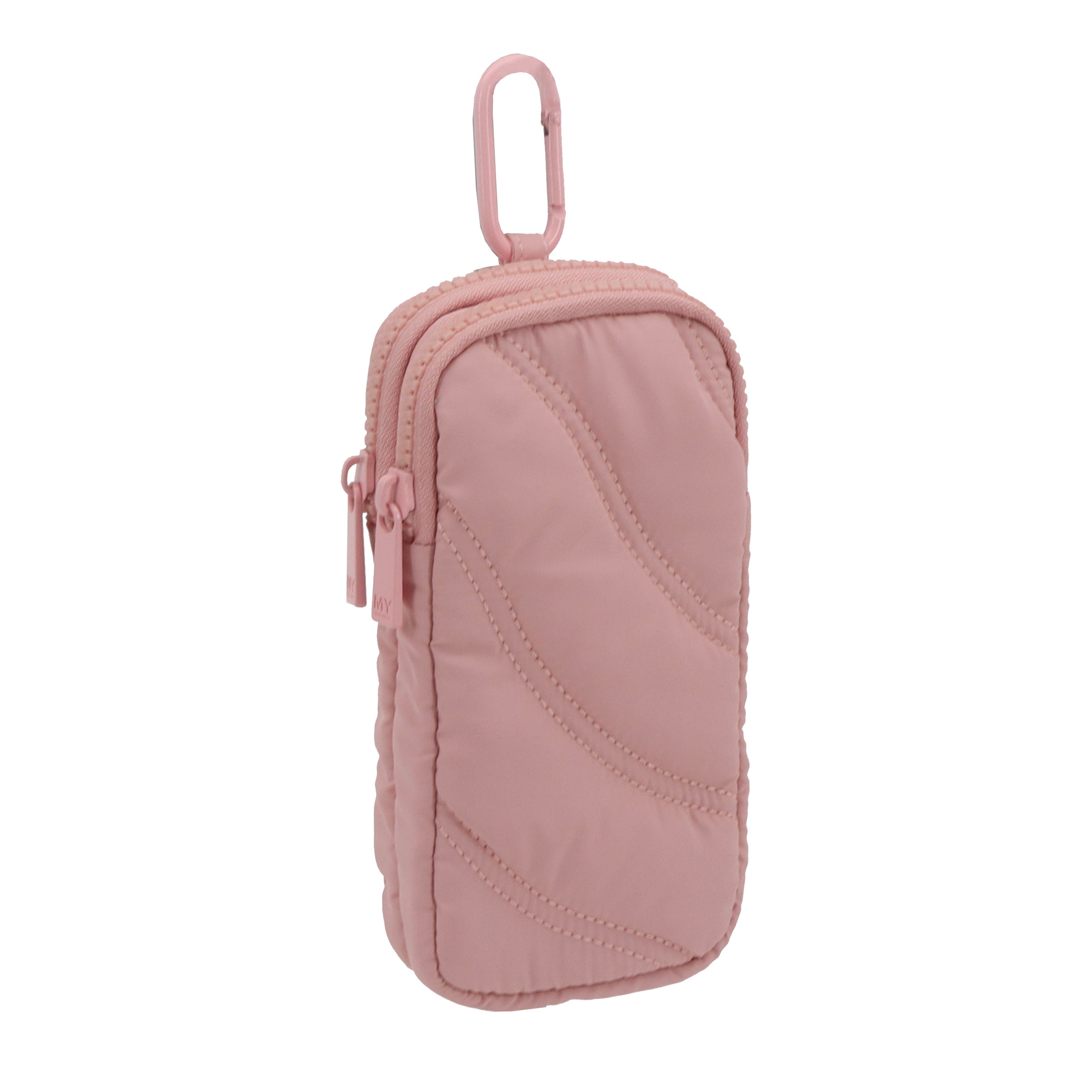 PUFFER DOUBLE EYE GLASS CASE WITH CARABINER - BLUSH