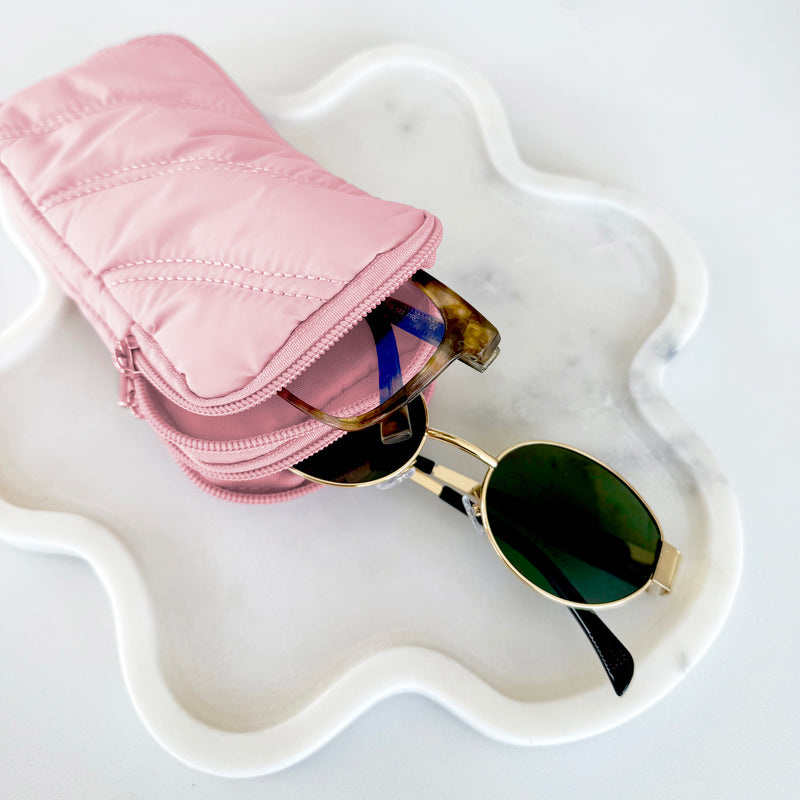 PUFFER DOUBLE EYE GLASS CASE WITH CARABINER