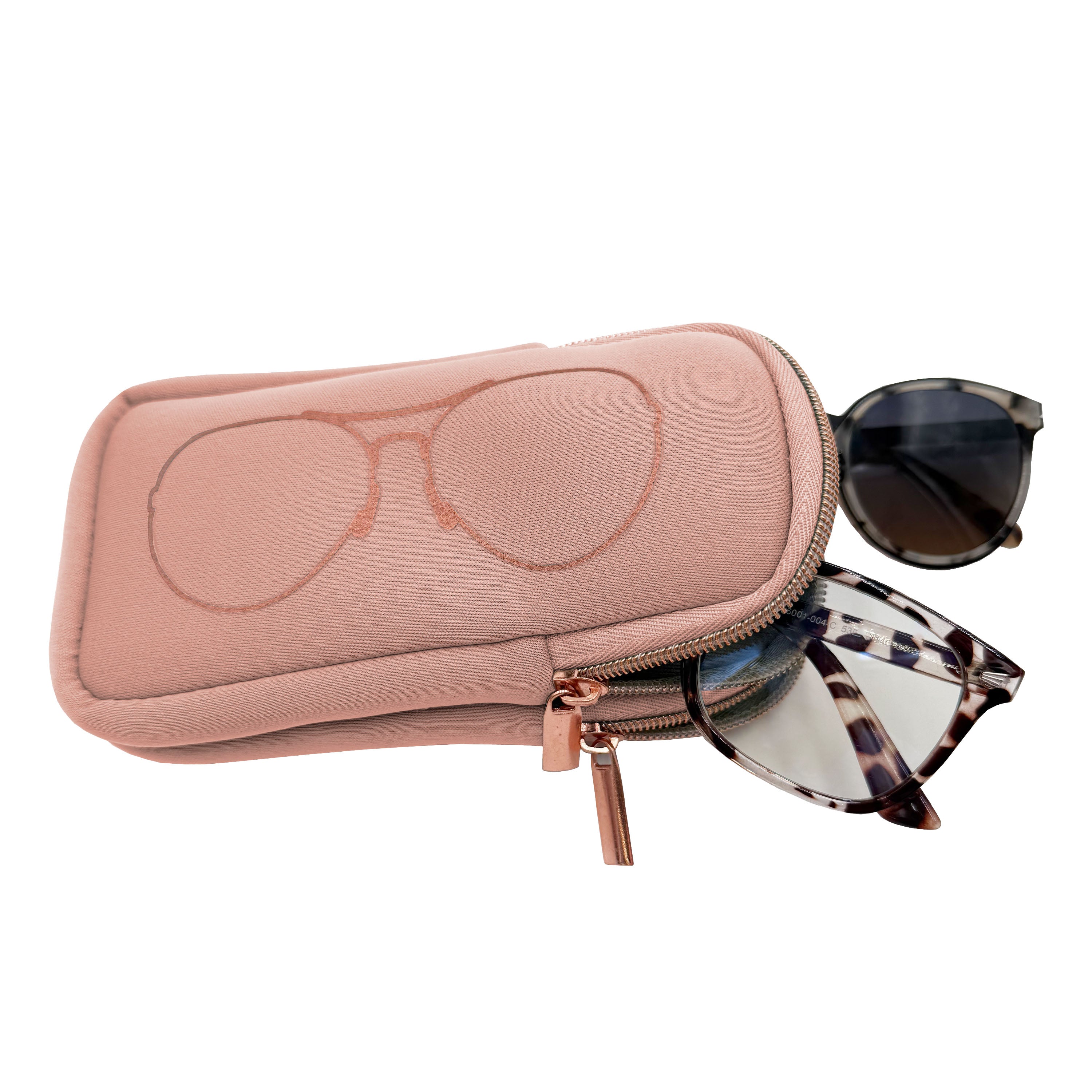 DOUBLE EYEGLASS CASE - BLUSH/ROSE GOLD