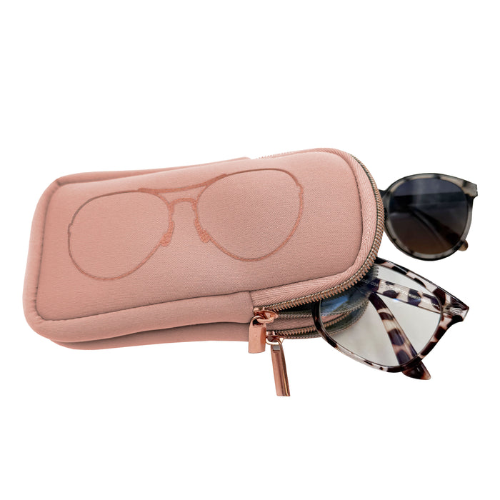 DOUBLE EYEGLASS CASE - BLUSH/ROSE GOLD