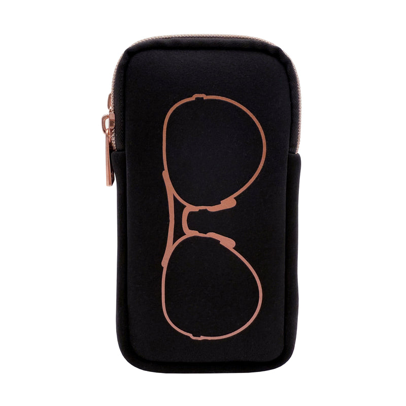 DOUBLE EYEGLASS CASE - BLACK/ROSE GOLD