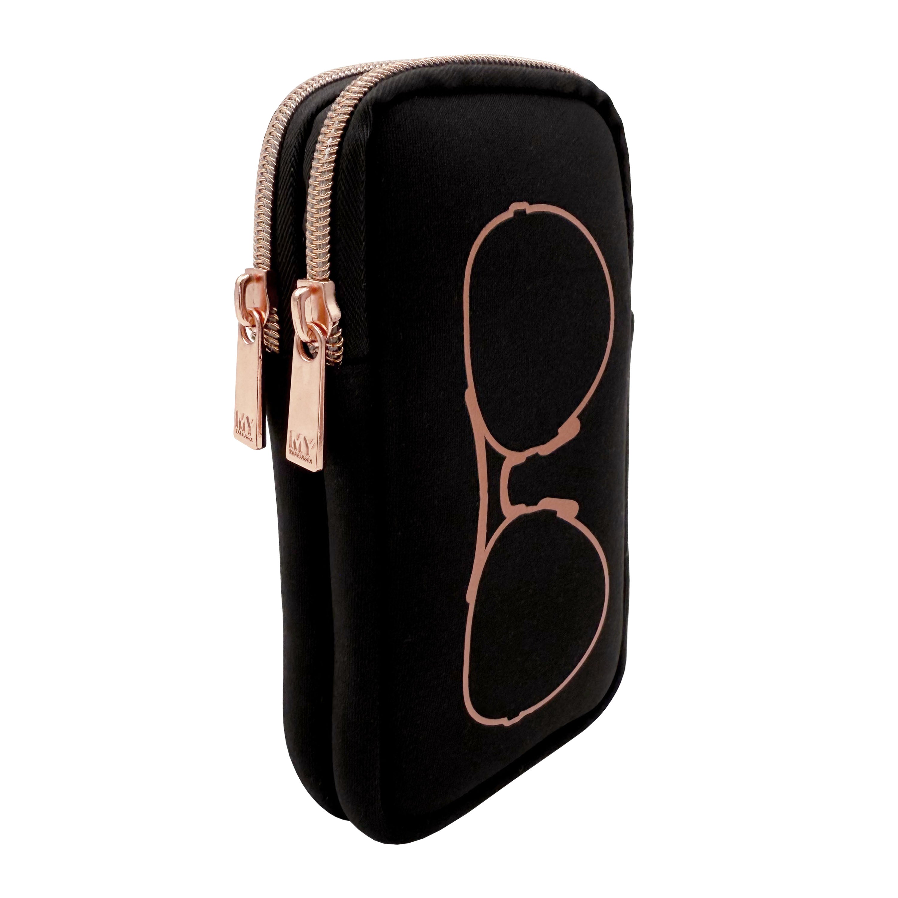 DOUBLE EYEGLASS CASE - BLACK/ROSE GOLD