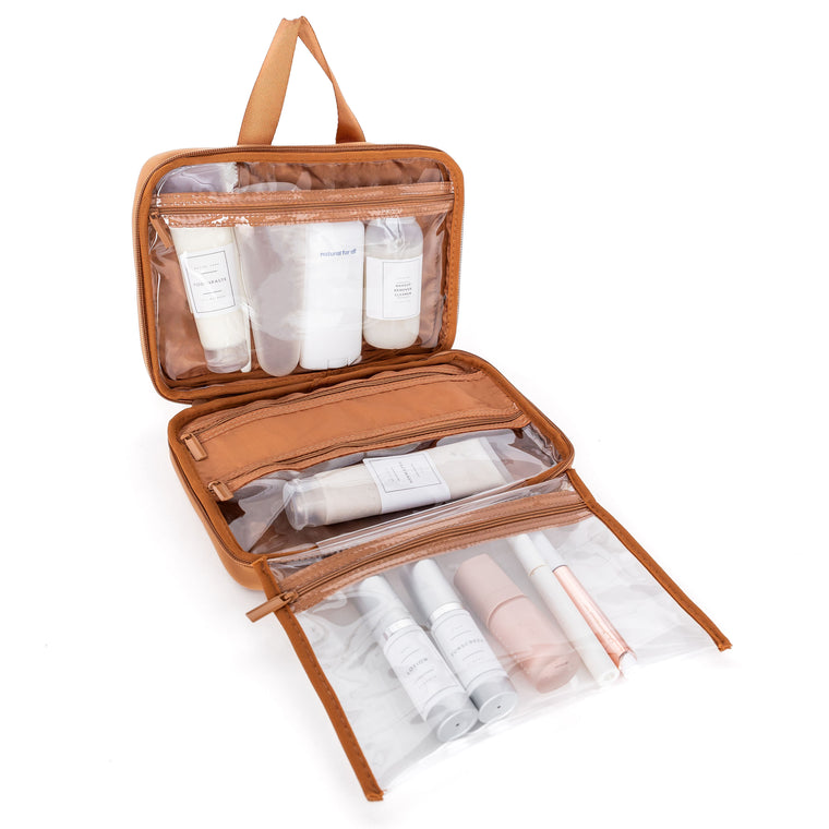 THE HANGING TOILETRY CASE - CARAMEL