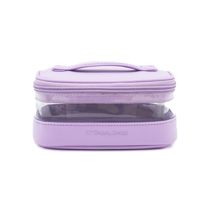 purple lilac mini clear cosmetic train case
