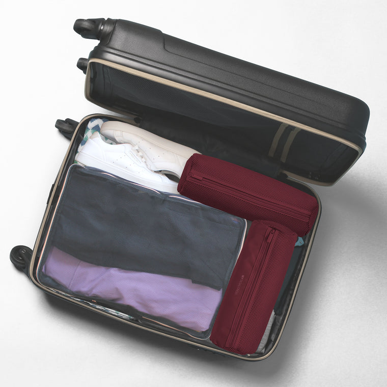pastel gradient Cylinder packing bag with mesh side