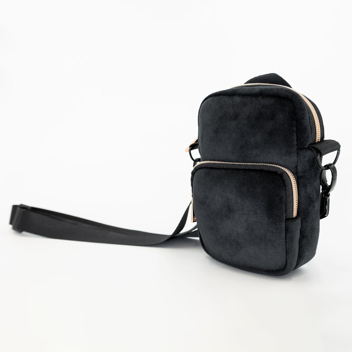 MINI CONVERTIBLE CROSSBODY BAG - VIXEN BLACK  (velour finish)