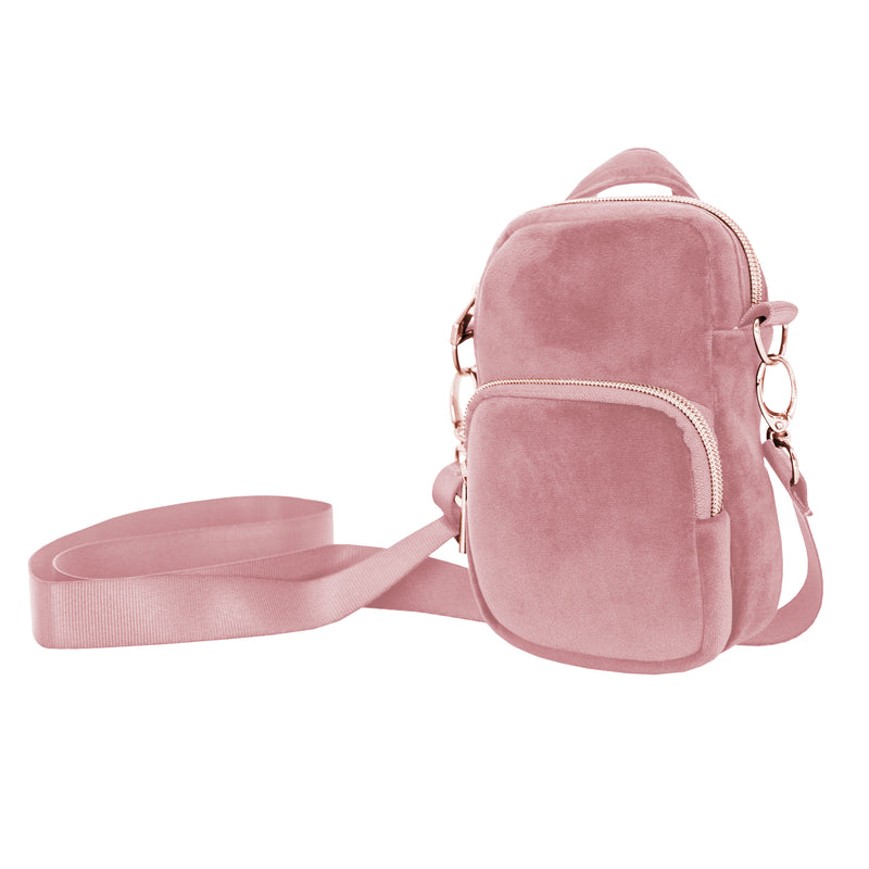 MINI CONVERTIBLE CROSSBODY BAG - VIXEN ROSE (velour finish)