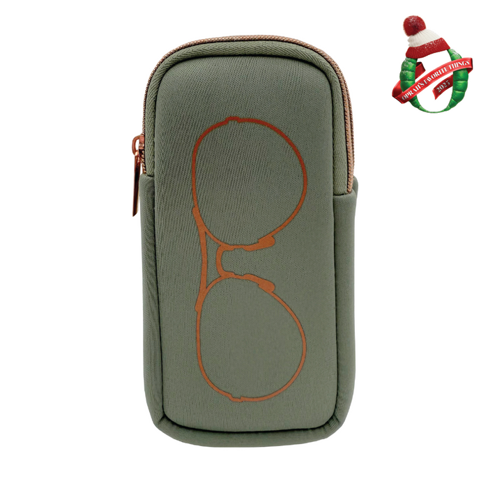 DOUBLE EYEGLASS CASE - SAGE/ROSE GOLD