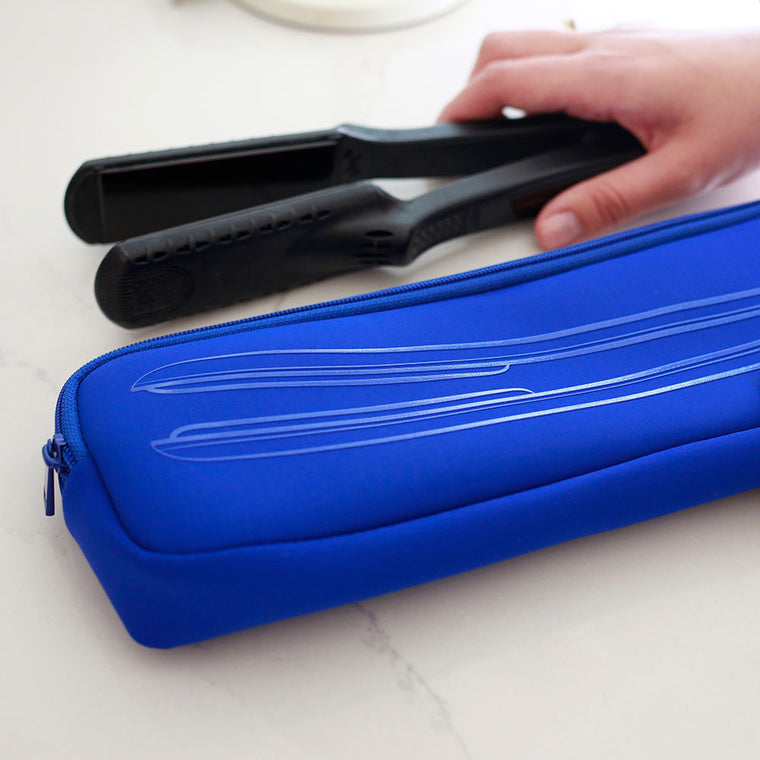 Cobalt case for hair straightening iron and curling iron