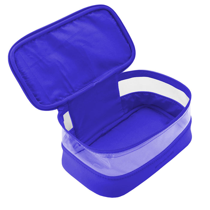 Cobalt train case cosmetic bag