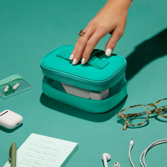 Clover small train case shape cosmetic bag with clear window