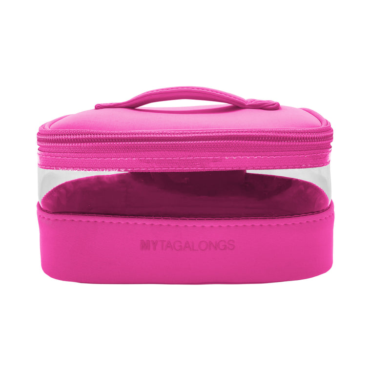 MINI TRAIN CASE COSMETIC BAG - MUST HAVES HOT PINK