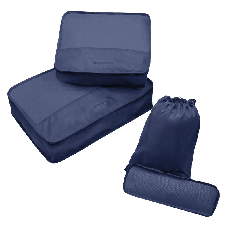 Navy set of 4 packing cubes in assorted sizes