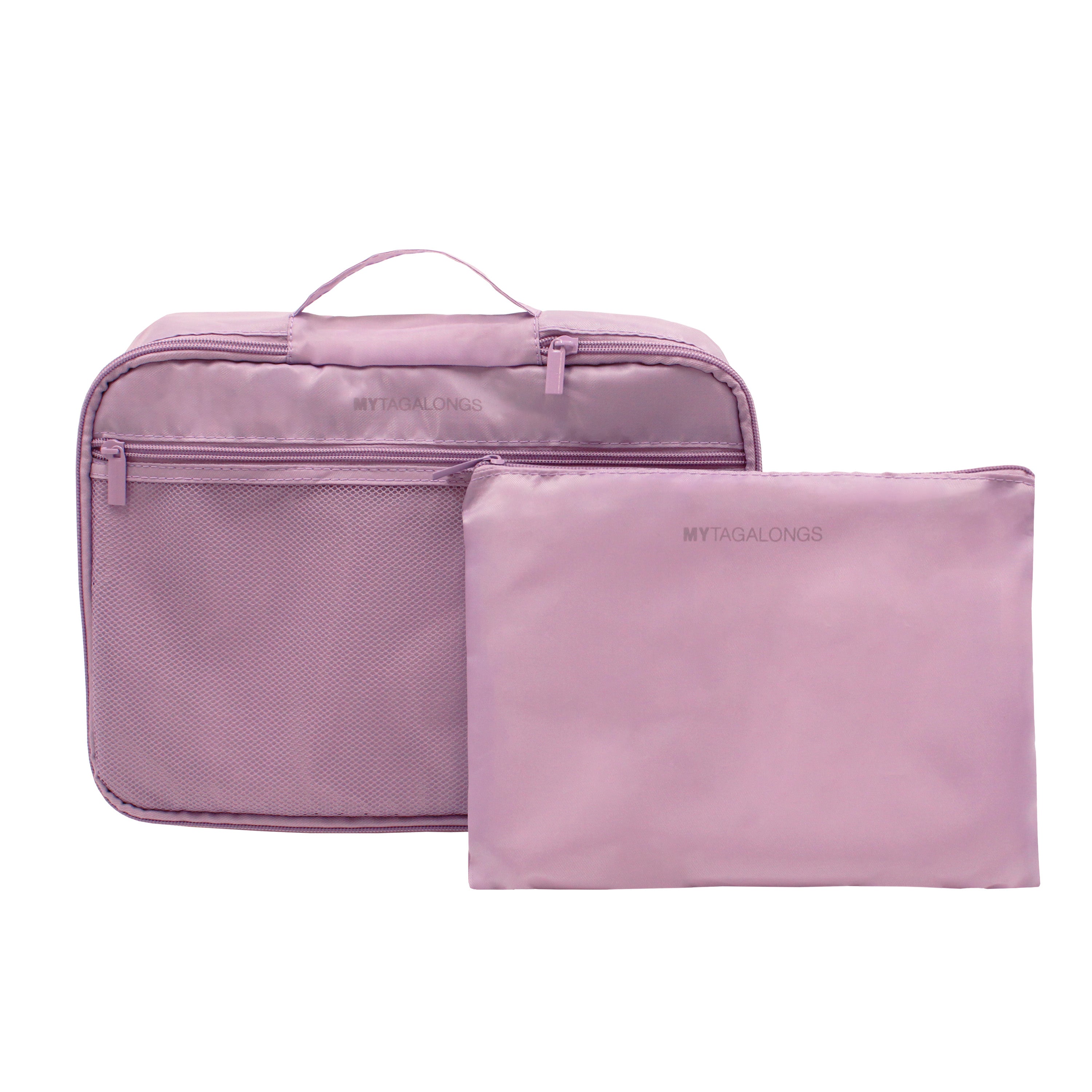 Mauve set of 2 packing bags made of polyester