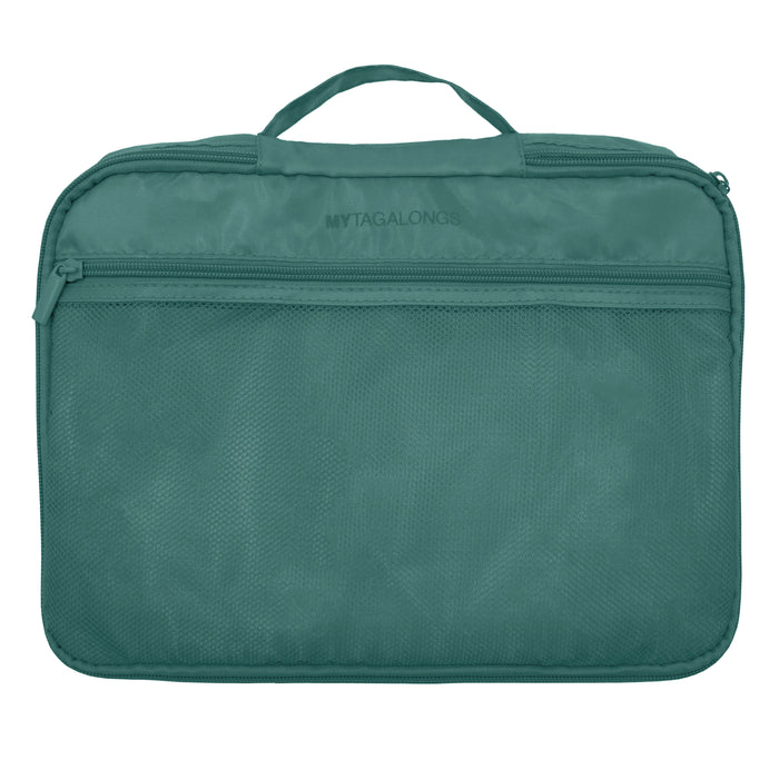 Teal set of 2 packing bags made of polyester
