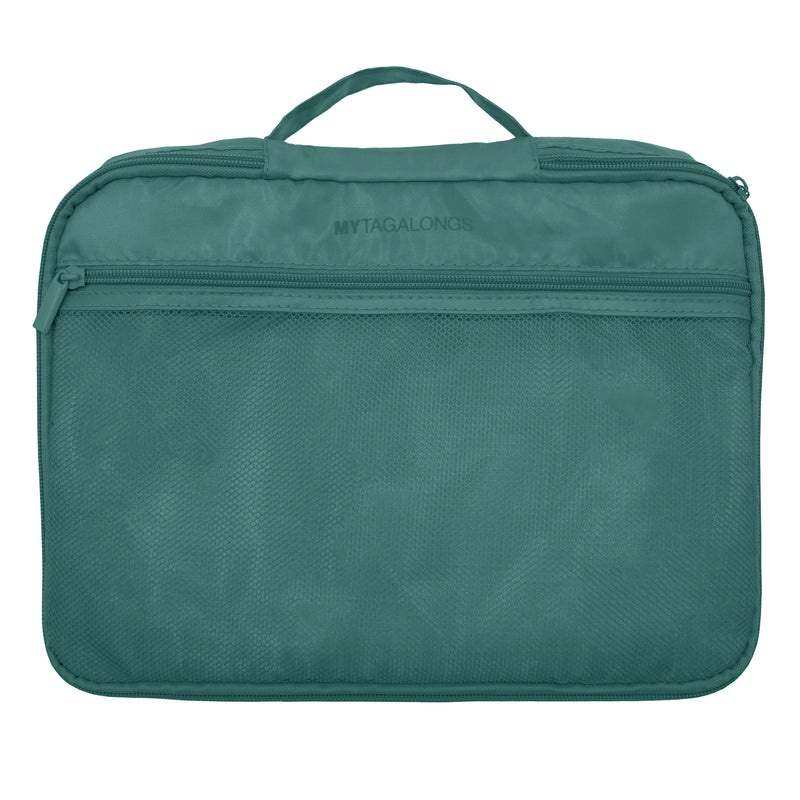 Teal set of 2 packing bags made of polyester