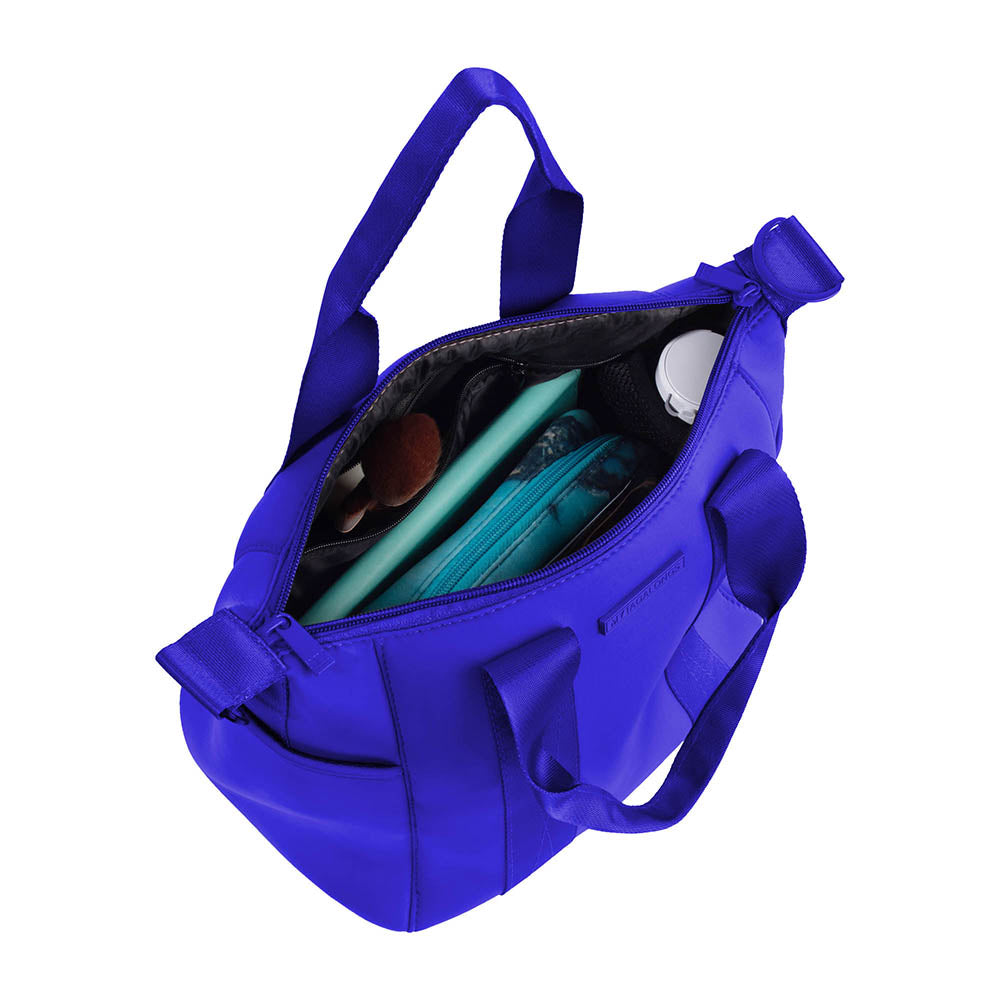 Cobalt mini tote bag with handles made of neoprene