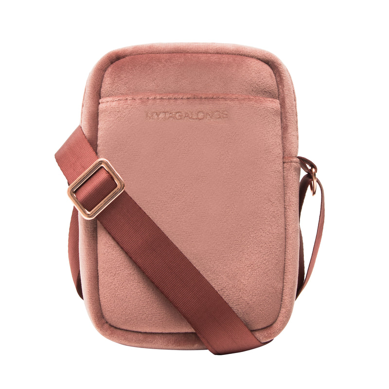 Rose color velvet mini cross body