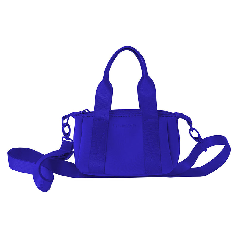Cobalt Mini cross body tote bag with handles made of neoprene