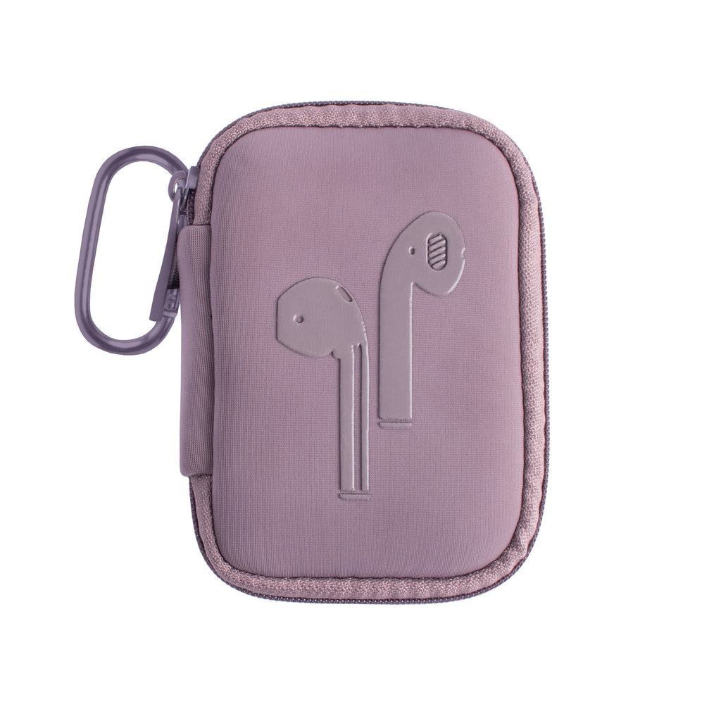 EAR BUD CASE WITH CARABINER - EVERLEIGH DUSTY LILAC